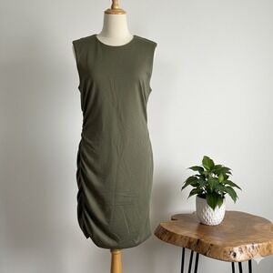 Dynamite Olive Green Ruched Sleeveless Midi Bodycon Dress Small Party Workwear